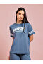 Blue Printed Short Sleeves T-Shirt And Solid Pants Pyjama Set - 2