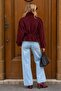 Burgundy Stand Collar Belted Cashmere Women's Coat Mg2904 - 3