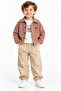 Children's 3-Piece Set: Bodysuit, Cardigan, and Elastic Cuffed Linen Trousers with Pockets - Top and Bottom Set