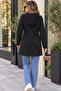 Women's Hooded Waist-Tie Pocket Zipper Three-Thread Long Jacket - 4