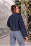 Women's New Season Navy Blue Denim Jeans Jacket with Removable Patch Cape - 6