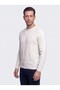 Ecru Crew Neck Micro Patterned Men's Knitwear Sweater - 3