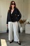 Short Black Trench Coat with Buttons and Belt - 7