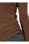 Brown Asymmetric Neck Knit Top - 5