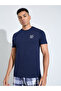 Navy Blue Printed T-Shirt And Checked Straight Leg Pants Pyjama Set - 3