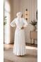 Women's Pleated Chiffon Hijab Evening Dress White - 4