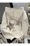 Unisex Gray Leopard Stars Back Printed Hooded Sweatshirt Printed Premium Oversize T-Shirt