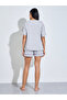 Grey Printed V-Neck T-Shirt And Shorts Pyjama Set - 5