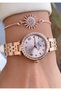 Rose Gold Color Steel Band Women's Wristwatch – Elegant Round Case Modern Stylish Design – Bracelet Gift 010Dkl00-706 - 2