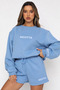 Women's Mchtta Printed Crew Neck Sweat-Shorts 2-Piece Set