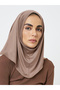 Khaki Solid Hijab With Lace Trim