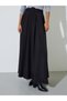 Black Solid Belted A-Line Maxi Skirt - 2