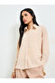 Khaki Long Sleeve Textured Button-Up Shirt - 3