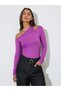 Purple Cut Out Detail Long Sleeve T-Shirt