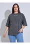 Plus Size Acid Wash Contrast Stitch Raised 100% Cotton Printed T-Shirt
