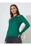Dark Green Cut Out Detail Long Sleeve T-Shirt - 3