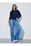Navy Blue Floral Embroidered Cable Knit Sweater - 2