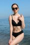 Women's Hollow Bow Covered Black Bottom Top Bikini Set - 2