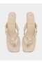 Beige Floral Details Mid Heel Mules - 5