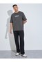 Grey Slogan Print Short Sleeves Overesized T-Shirt - 2