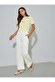 Cream Solid Elasticated Waist Straight Leg Joggers - 2
