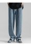Men Wide-Leg Drawstring Denim Pants - 2