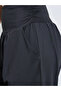 Black Solid Ruched Details Cuffed Hem Joggers - 3