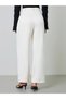 Beige Wide-Leg Pleated Trousers - 4