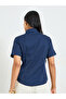 Dark Blue Striped Short-Sleeve Button-Down Shirt - 5
