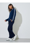 Navy Blue Solid Elasticated Waist Straight Leg Joggers - 2