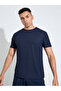 Navy Blue Solid Round Neck Short Sleeves Regular Fit Active T-Shirt - 3