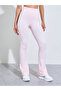 Pink Solid High-Waist Flare Active Pants