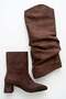 Women's Santorini Brown Suede Snap-On Boots with Drawstring Detail - 2
