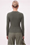 Women's Main Lux Touch Soft Texture Dark Khaki Blouse - 5