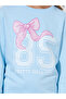 Girls Blue Graphic Print Long Sleeves Sweatshirt And Cuffed Hem Joggers Set - 3