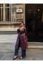 Patterned Belted Long Leather Trench Coat - 6
