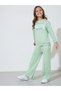 Girls Green Graphic Print Sweatshirt And Pintuck Detail Joggers Set - 4