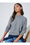 Grey Textured Long Sleeves Regular Fit Sweater