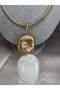Women's Gold White Big Pendant Necklace – Modern Design Stylish Statement Necklace - 2