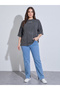 Plus Size Acid Wash Contrast Stitch Raised 100% Cotton Printed T-Shirt - 2