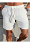 Men White Plain Casual Drawstring Shorts