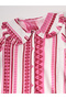 Girls Pink Stiped Ruffle Detail Shirt And Trousers Set - 4