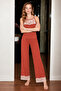 Women's Lace Strap Red Pajama Set - 5
