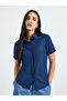 Dark Blue Short Sleeve Button-Up Shirt