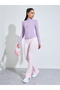 Pink Solid High-Waist Flare Active Pants - 2