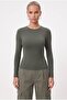 Women's Main Lux Touch Soft Texture Dark Khaki Blouse - 4