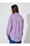 Lilac Checked Longline Oversized Shirt - 5