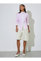 Pink Striped Contrast Trims Long Sleeves Oversized Shirt - 5