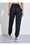 Black Solid Ruched Details Cuffed Hem Joggers - 4
