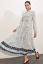 Bdart Buttoned and Belted Detail Crew Neck Maxi Dress - 4